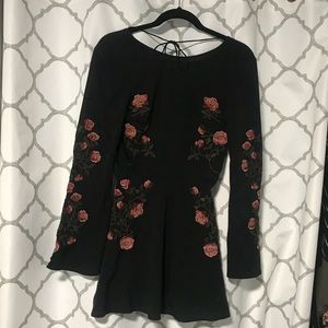 Fashion Nova Long-sleeved Black Floral Dress